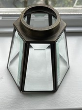 Set of 4 Vintage Beveled Glass & Brass Light Shades / Covers — listing 2