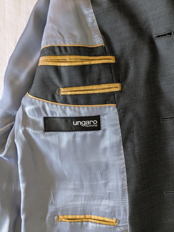 Ungaro Homme Carbón 2 piezas Traje Para Hombre 3 Botones 40S Chaqueta 34x28 Pantalón - Nunca Usado Foto 4 de 4