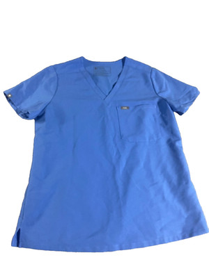 Figs Technical Collection Scrub Top Womens Medium Blue