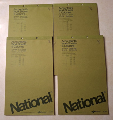 Vintage National Analysis Pad Lot 6 Columns 50 Accountant's Work Sheets 45-806