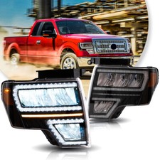 Pair VLAND LED Reflector Head Lights w/Start-up Animation For 2009-14 Ford F-150