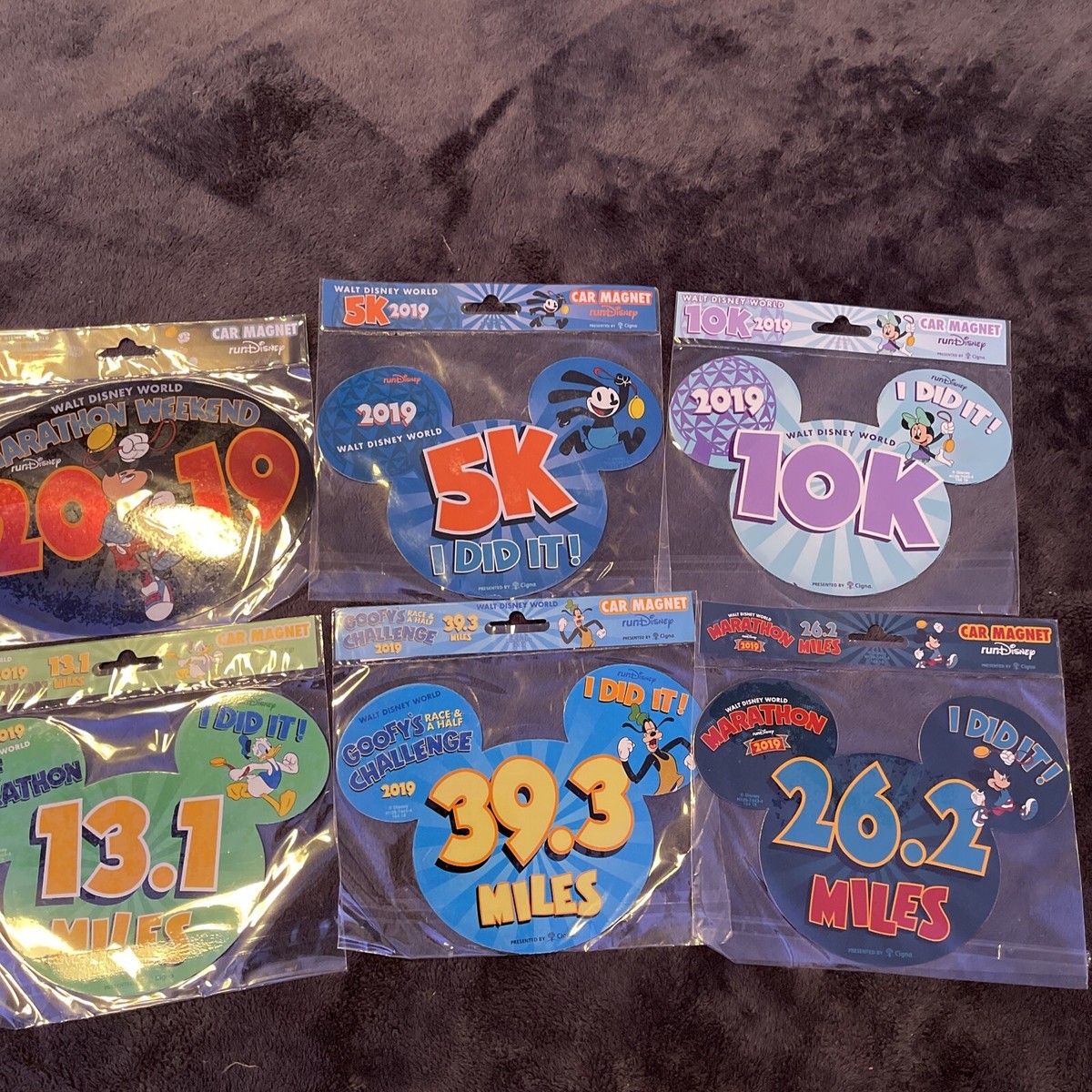2019 RunDisney Walt Disney World Marathon Weekend Car Magnet Set Of NWT