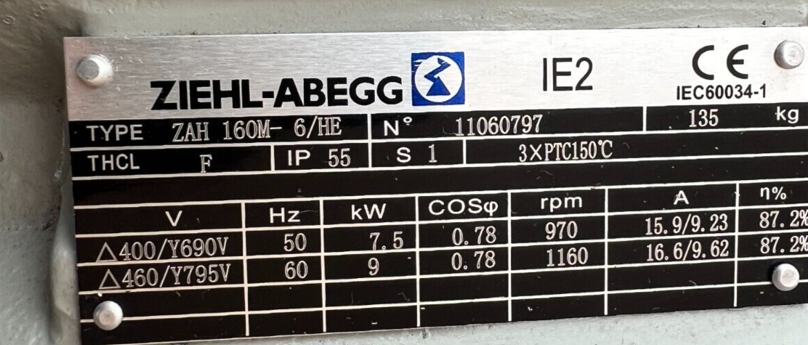 ZIEHL-ABEGG ZAH 160M-6/HE | eBay