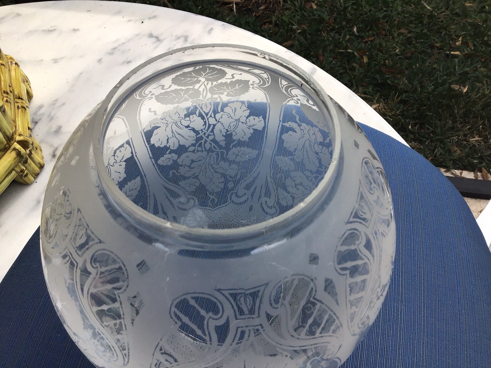 Period Antique Victorian Etched Glass Ball Oil Lamp Shade Clear eBay