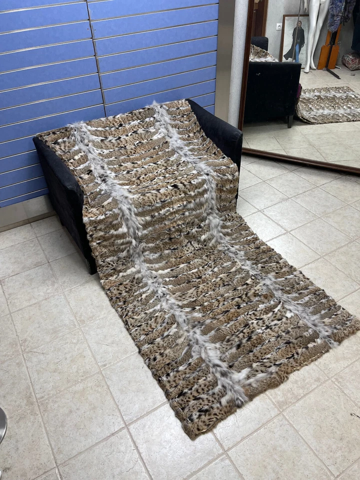 Luxury Lynx Fur Throw Real Lynx Blanket Genuine Fur Bedspread - Image 4 of 4