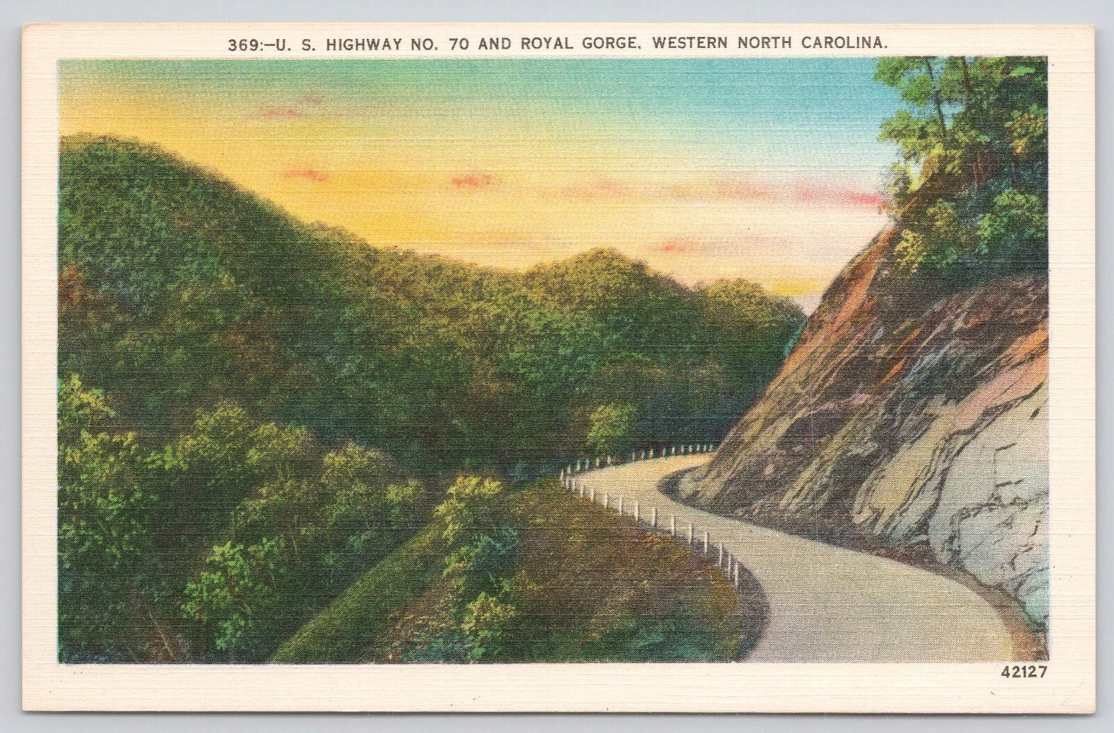Postcard US HWY 70 Royal Black Mountain Swannanoa Western North