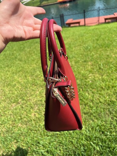 NWT MK Michael Kors ELLIS Small Convertible Satchel Leather Crossbody Cherry - Picture 4 of 8