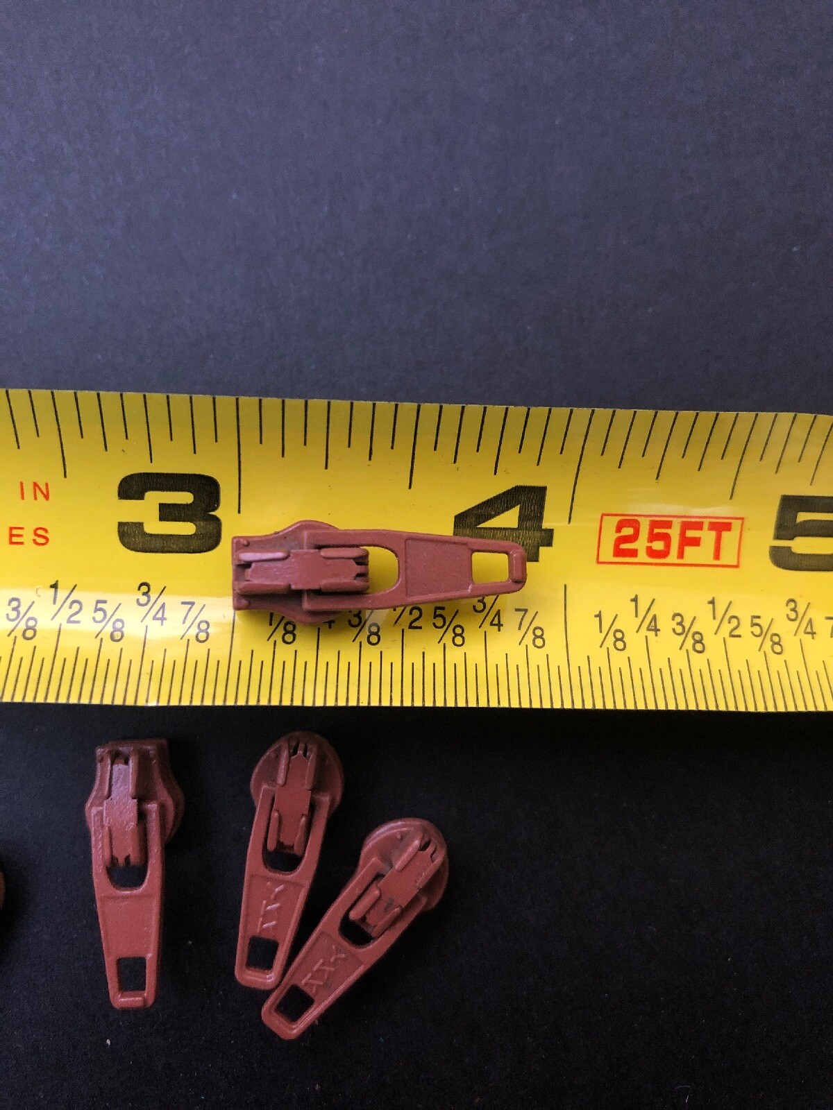 YKK Metal Brown Short Tab Slider Zipper Pull Hardware 5 Pcs Vintage