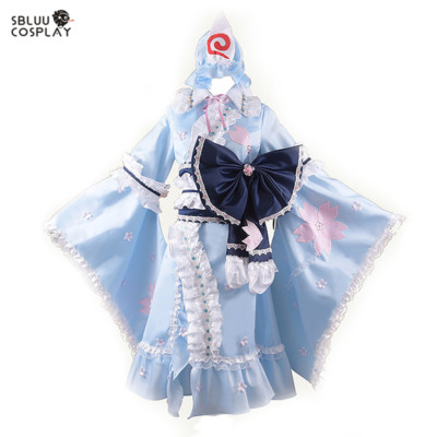 SBluuCosplay Anime Touhou Project Yuyuko Saigyouji Cosplay Costume Dress Outfit/