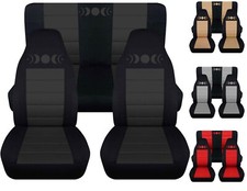 Front And Rear Car Seat Covers Fits Jeep Wrangler Yj-tj-lj Moon Phase Design