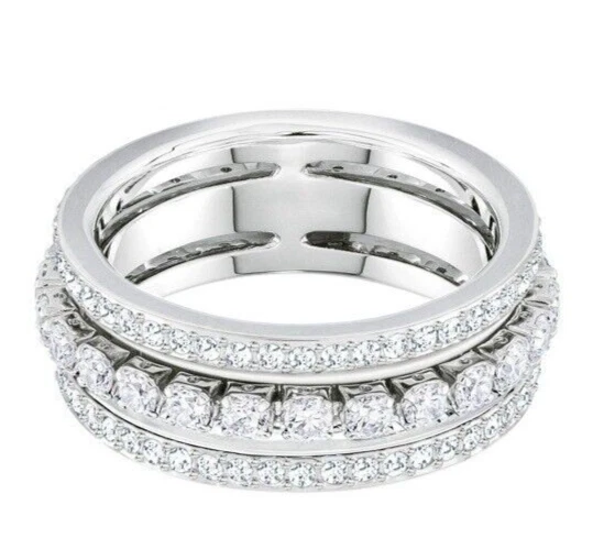 *NEU* SWAROVSKI BAGUETTE FURTHER RING - WEISS, RHODINIERT - GR. 50