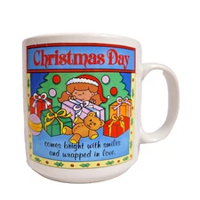 Vintage Russ Berrie & Co Christmas Day Coffee Cup Mug Wrapped In Love