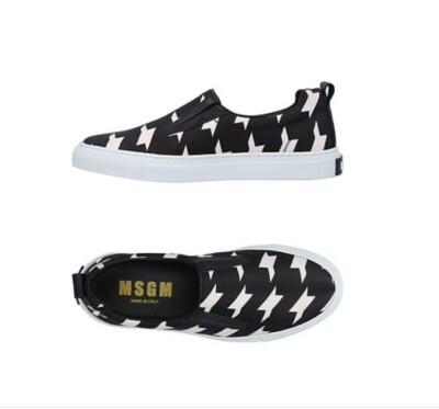 MSGM Italy NEW Sneakers US 5 EU35 Low-top Loafer Houndstooth Black White Slip On