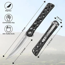 FLISSA 4.5'' Folding Knife Hollow-out Design Handle Aluminum lightweight