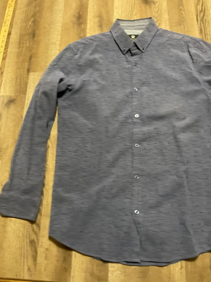 Camisa de acero y gelatina, para hombre talla grande, gris, abotonada, manga corta, manga larga Foto 4 de 4