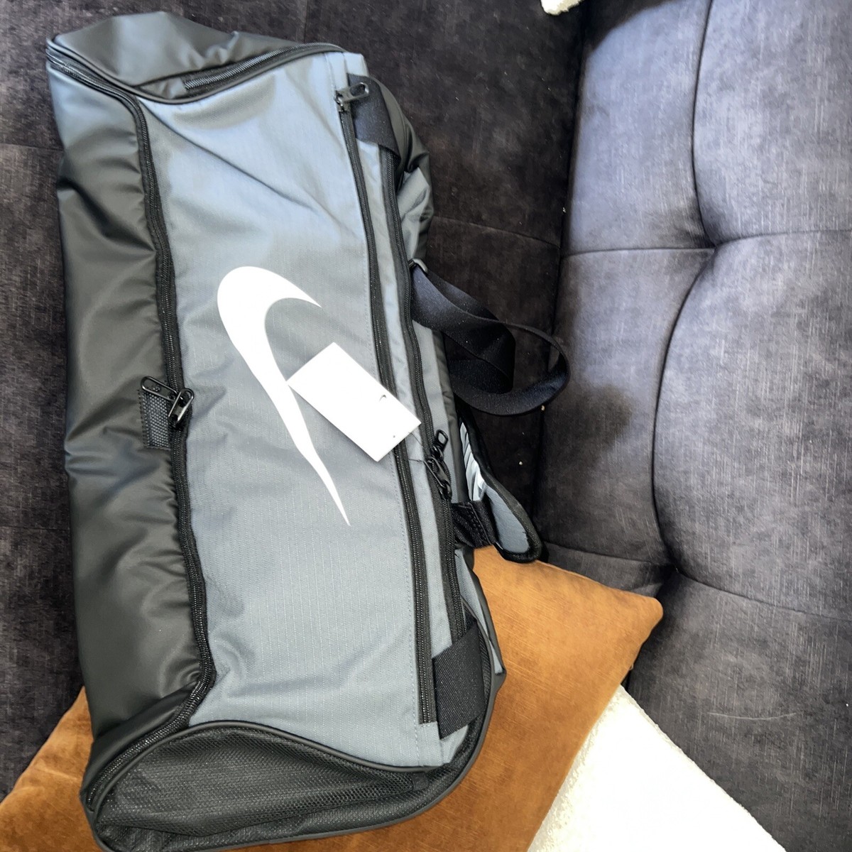 Nike Brasilia BA5957 Small Polyester Training Duffle Bag Flint Gray/Black