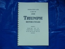 TRIUMPH 1939 INSTUCTION BOOK 2H,2HC,3H,3SW,5S T70,80,5T,T100 SPEEDTWIN,TIGER100 