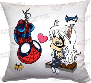 Cojin Pillow Spiderman Blackcat Funda Pareja Marvel Chibi Ebay