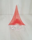 Vintage Art Glass Sailboat Paperweight Murano Red Clear 7" tall