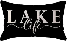Lake Life Decor Throw Pillow Cover Lake House Lumbar Cushion Cover Farmhouse Sum