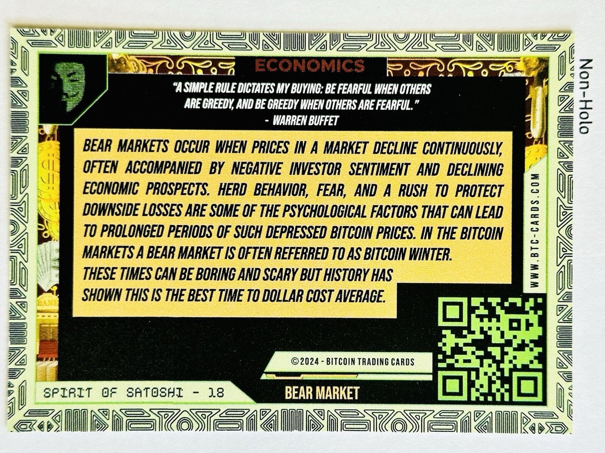 BEAR MARKET #18 2024 Bitcoin Trading Cards Spirit Of Satoshi BASE /556 |  eBay