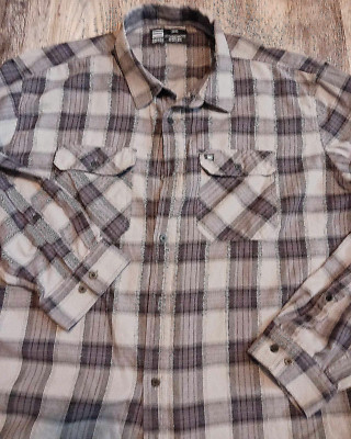 Three Sixty Six Flannel Shirt Mens 3XL Gray Black Plaid Long Sleeve Button Up ++