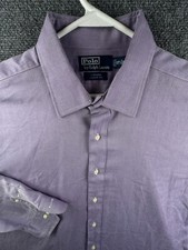 Polo Ralph Lauren Cotton Men Button Up Shirt Purple Curham Classic XL 17.5