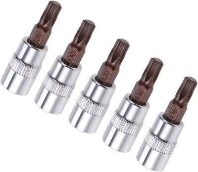 5pcs 1/4'' Drive x T30 Torx Bit Socket S2 Steel Bits CR-V Sockets 38mm Length