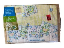 VTG Toddle Time JC Penney 2 Receiving Blankets 30"x40" 100 Cotton Baby Bear