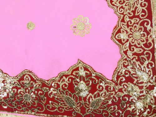 Pink Saree Sari Bridal Indian Pakistani Designer Sequin Bollywood Robe Kaftan NW - Picture 6 of 6