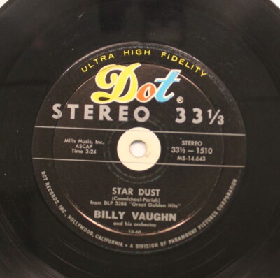50'S Compact 33 45 Billy Vaughn - Star Dust / Little Brown Jug On Dot