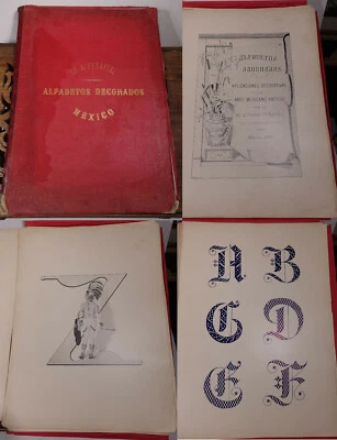 Seltene Mappe Mexiko 1898 / Antonio Peñafiel / dekorative Alphabete - Bild 1 von 4