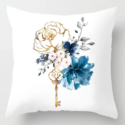 Blue Marble Cushion Cover Ink Flower Geometric Polyester Pillow Cover Print - Picture 45 of 64