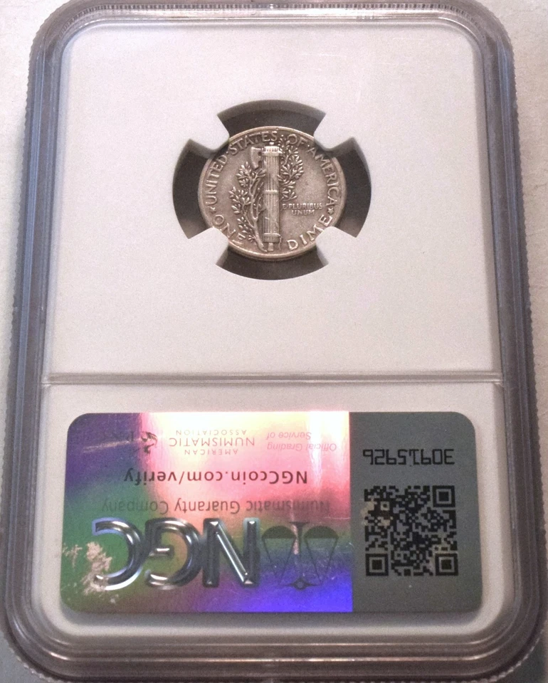 1942/1 10C NGC VF 30 Mercury Silver Dime, 42 over 1, Scarce Error Type Looks XF - Image 3 of 4