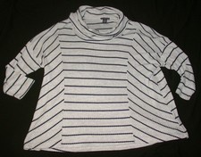 New CHELSEA & THEODORE WOMAN Size 2X Long Sleeve Navy Stripe Cowl Neck Top NWT