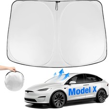 Windshield Sun Shade for Tesla Model X 2016-2025, Sag-Proof & UV Ray Block (Oxfo
