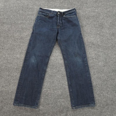 Levis Made & Crafted Jeans Mens 33x29 Blue Ruler Straight Button Fly Big E Logo