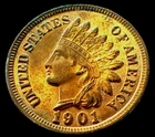 1901 BRILLIANT UNCIRCULATED INDIAN CENT 4 DIAMONDS! Original luster and toning!