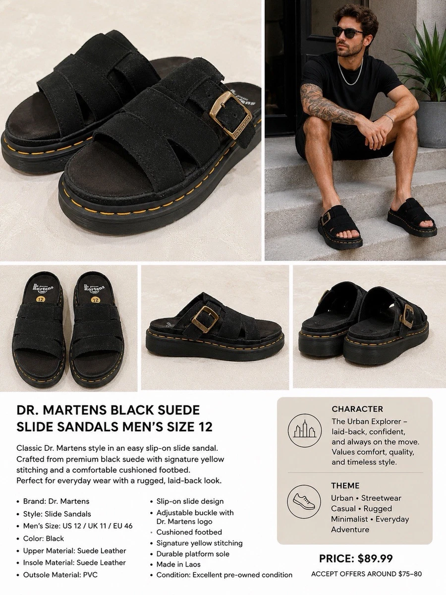 Dr. Martens M Black Sandals for Men for sale | eBay display picture 1