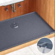 New Under Kitchen Sink Mat ( 34”x22”x1” ) Silicone Waterproof Mat Grey