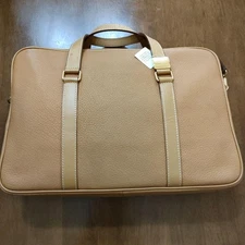 Burberry Leather Business Bag Briefcase Camel Unused w  Stains, Rare Design
