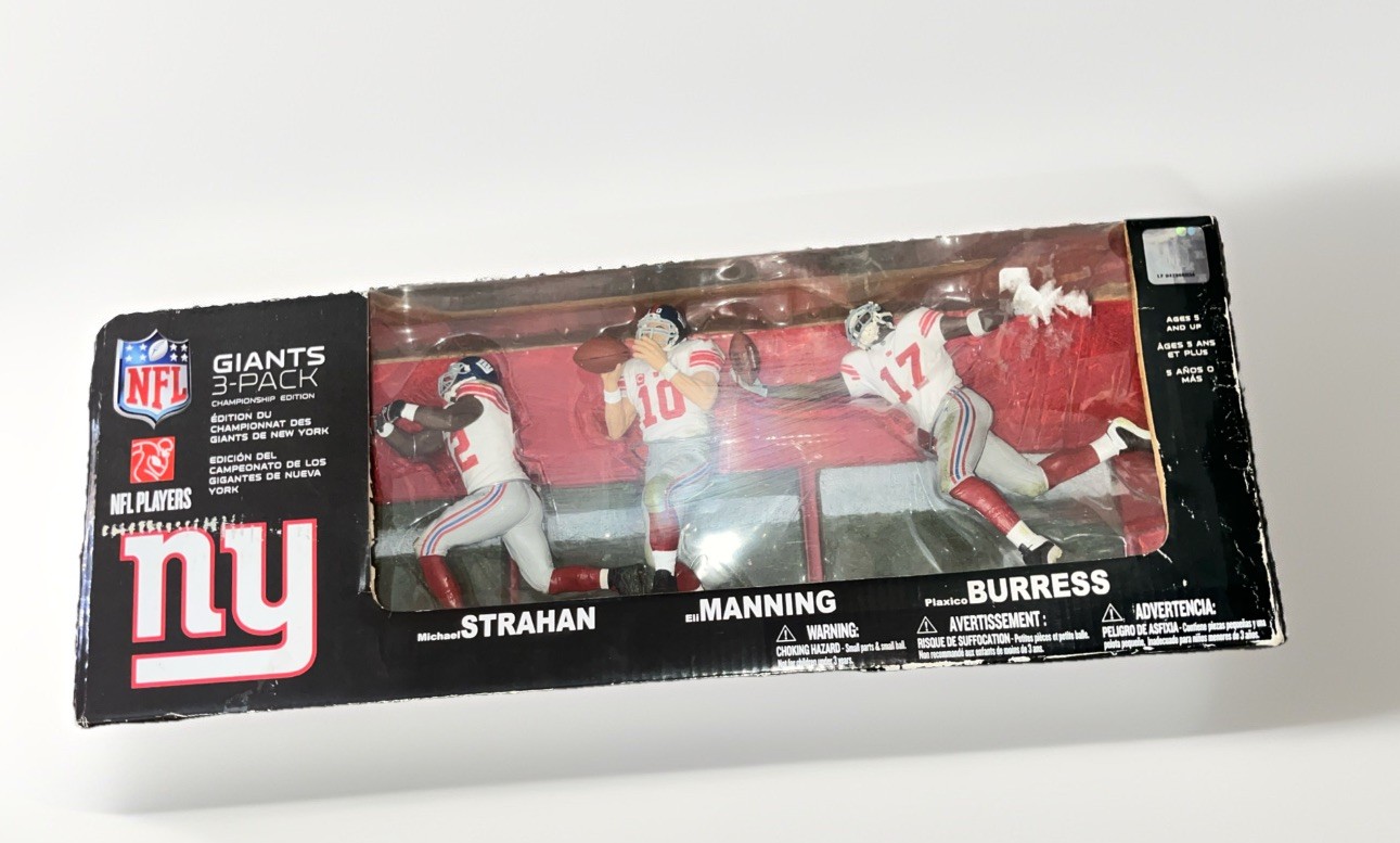 2008 MCFARLANE NFL 3 Pack N.Y. GIANTS Super Bowl XLII STRAHAN MANNING BURRESS NR