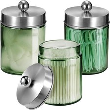 3 Pack Apothecary Jar Canisters Bathroom Vanity Organizer