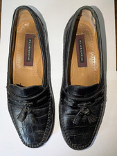 Florsheim Men's Black Leather Crocodile Tassel Loafer Slip-On Round Toe 8D