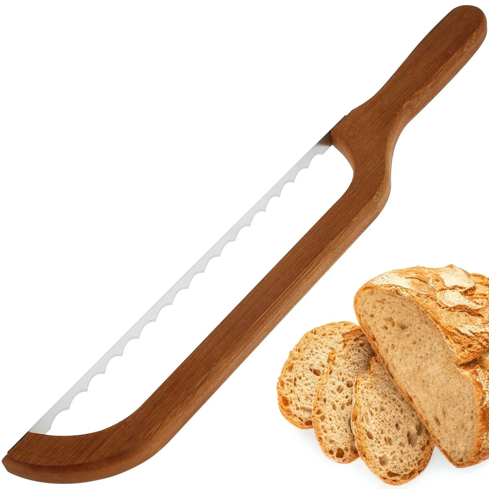 Wooden Bread Knife Serrated Toast Baguette Cake Cutting Saw Kitchen