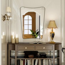 22''x32'' Irregular Wall Mirror, Butterfly-Shaped Irregular Frameless Bathroo...