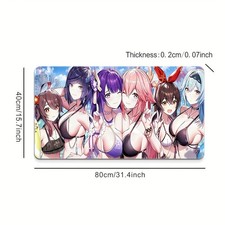 40 90cm Large Anime Bikini Mouse Pad - Vibrant Underwater Scene, Non-Slip Rubber