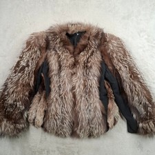 Vintage Fur Coat Womens Medium Brown Real Fur Jacket Glam Winter Luxury