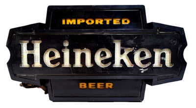 VTG 1960's Authentic Heineken Imported Beer Lighted Bar Sign 11'' Tested