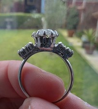 Vintage Sarah Coventry G.B. Adjustable Cocktail Ring Large Faux Diamond/ Crystal